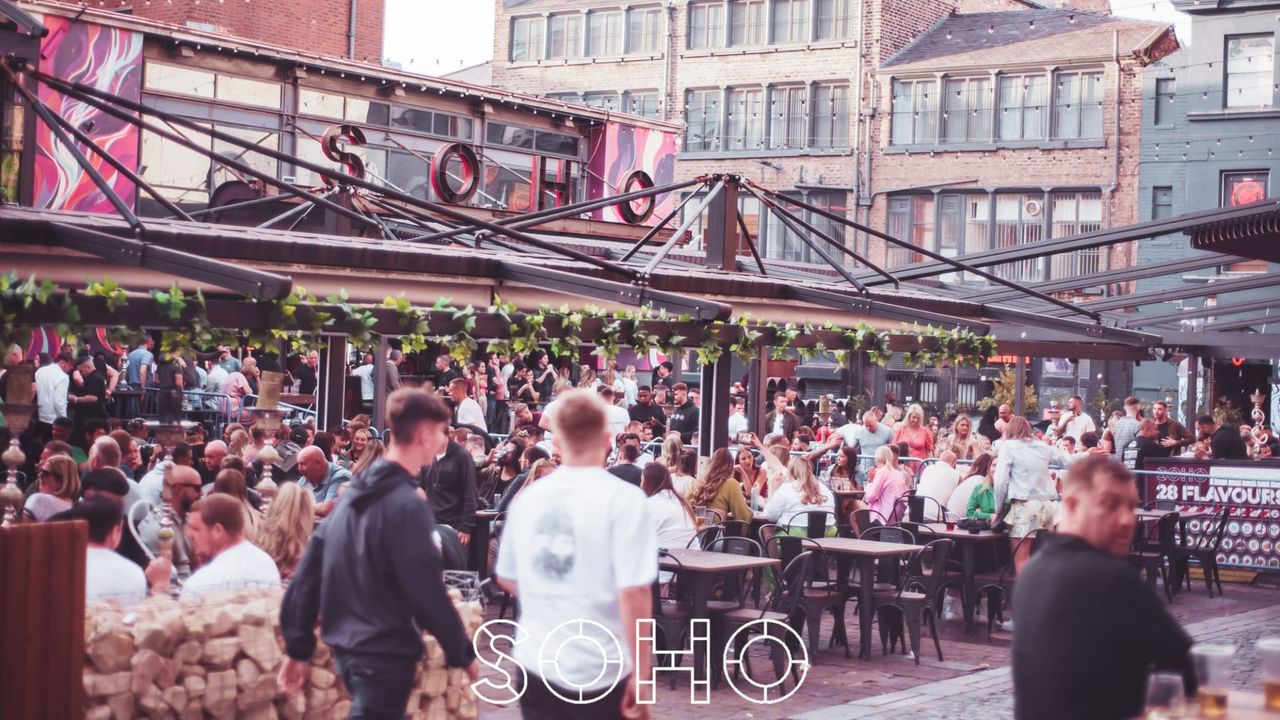 Spritz cocktails in the sun and a packed SOHO terrace on Concert Square